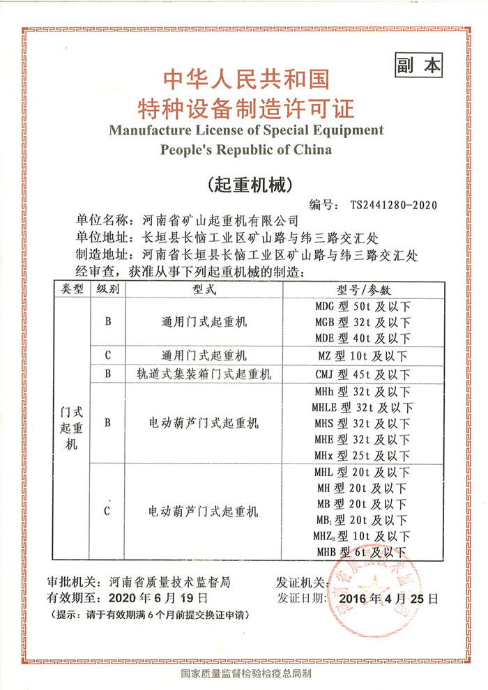 Manufacture License