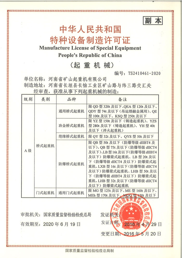 Manufacture License