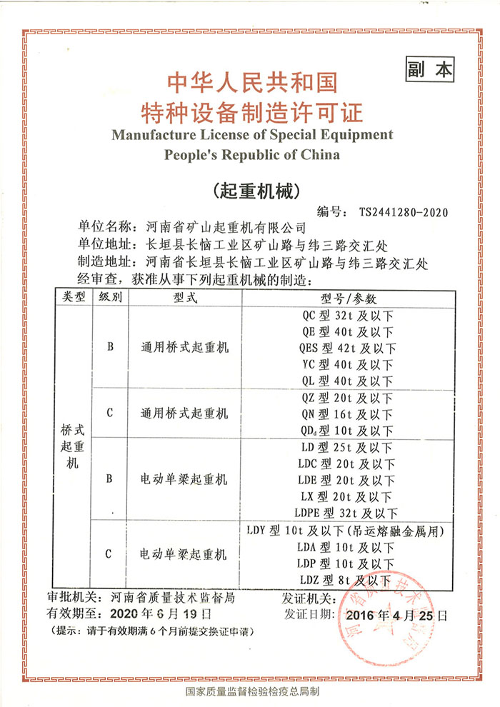 Manufacture License